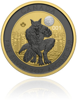 Canada Monsters The Werewolf 2021 2 OZ Silbermünze Yellow Gold Ruthenium
