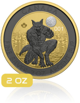 Canada Monsters The Werewolf 2021 2 OZ Silbermünze Yellow Gold Ruthenium